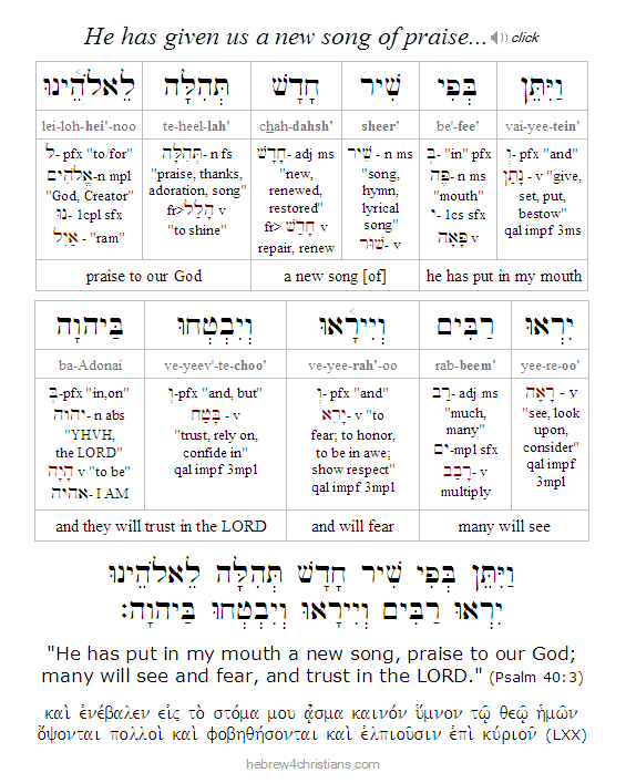 Psalm 40:3 Hebrew lesson