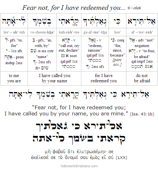 Isaiah 43:1b Hebrew analysis