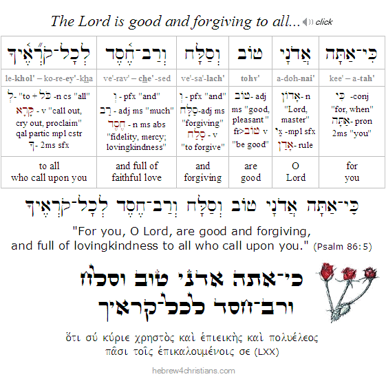 Psalm 86:5 Hebrew lesson